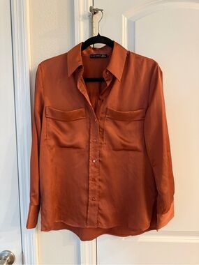 BLACK TAPE_ Satin Blouse in Deep Rust